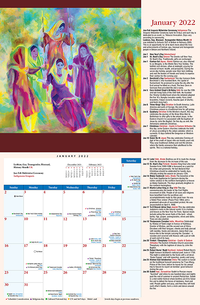Multicultural Calendar inside page 2022
